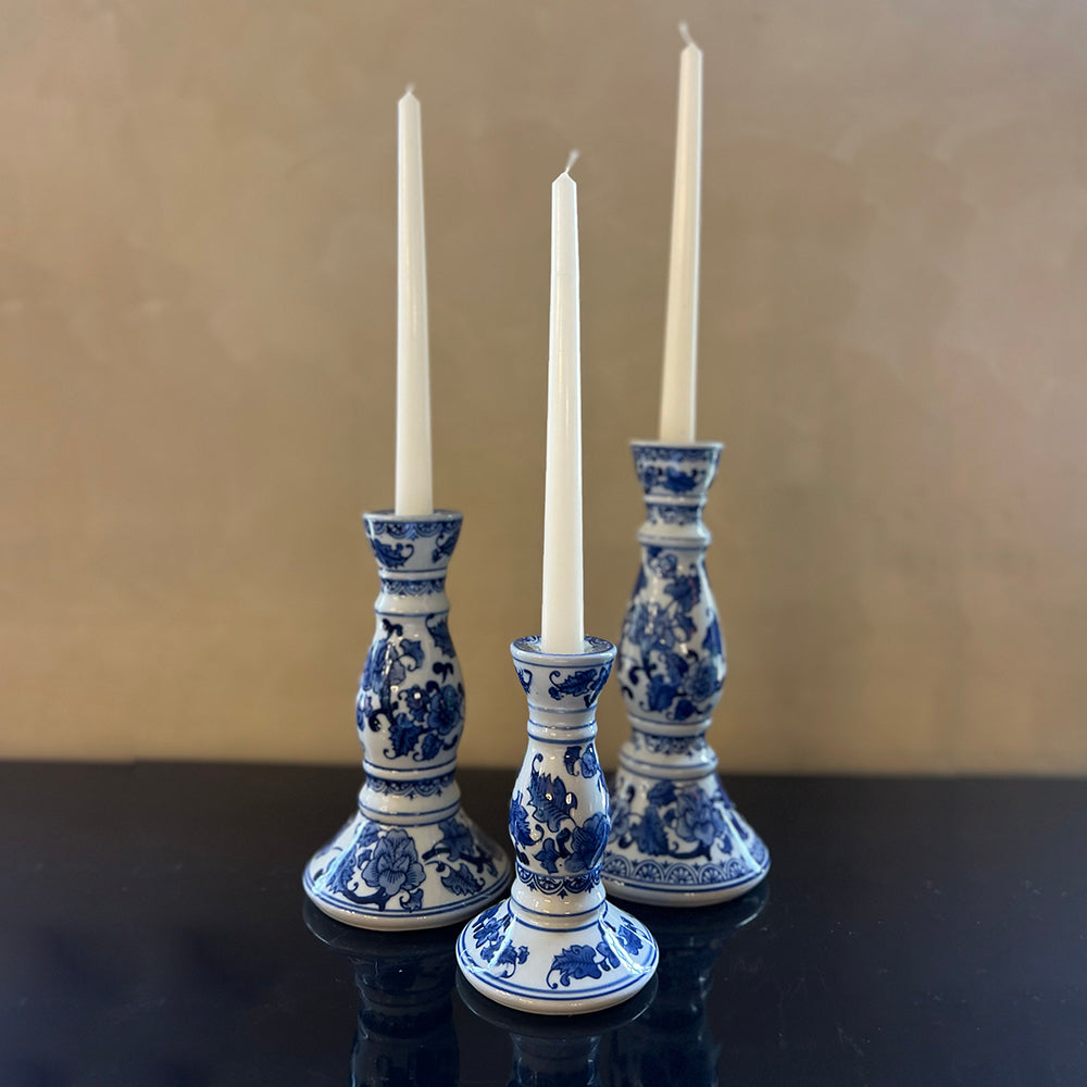 Blue Pottery Candle Stands(Set of 3)