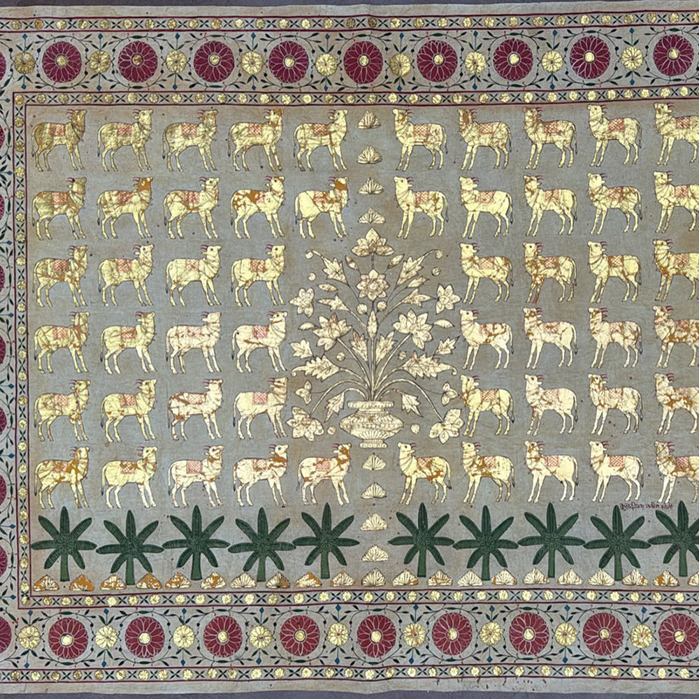 "The Golden Herd" Pichwai Framed Painting
