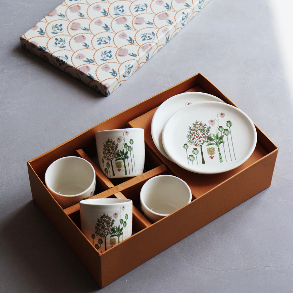 Bagh Tumblers & Plates Tea Set (Set of 8)